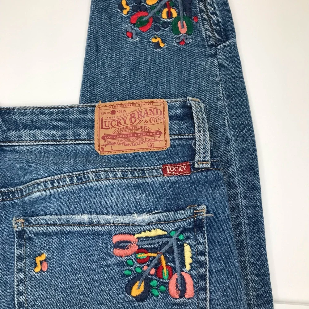 Lucky Brand Vintage Ava Embroidered Distressed Jeans - 4/27 - Picture 11 of 16